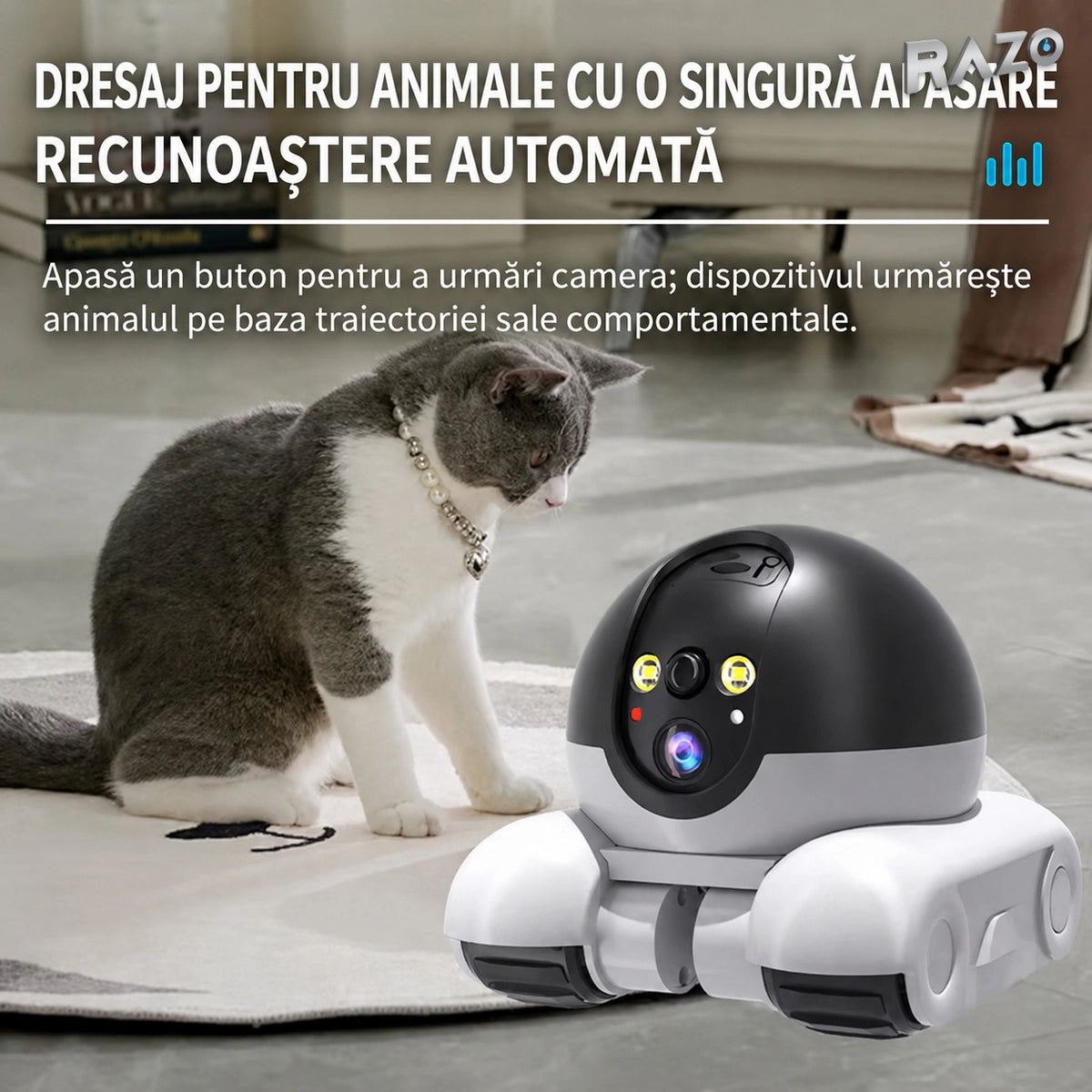 Robot inteligent de monitorizare pentru animale, cameră 1080P și control prin aplicație - imagine produs 5