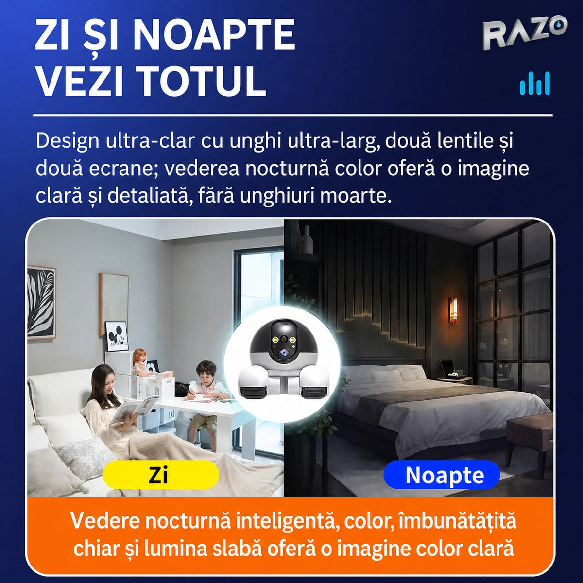 Robot inteligent de monitorizare pentru animale, cameră 1080P și control prin aplicație - imagine produs 6