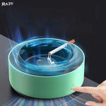 Scrumiera electrica RAZO cu aspiratie directa si absorbtie automata a fumului, neutralizare mirosuri, design compact, verde