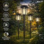 Set 4 lampi solare RAZO cu senzor de miscare, LED 1200lm, Rezistente la apa, 3 moduri iluminare, Exterior, 50x12x12 cm