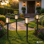 Set 4 lampi solare gradina RAZO, Incarcare automata, LED, Lumina calda, Iluminat exterior elegant, 55x8x8 cm