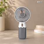 Ventilator mini portabil in 2 culori RAZO, Suport telefon, Reincarcabil, Racire rapida, Design modern, Silentios, Alb-Gri