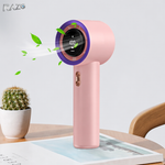 Ventilator mini turbo portabil RAZO, Reincarcabil, Compact, Afisaj digital, Flux de aer puternic, Racire rapida, Design modern, Silentios, Roz