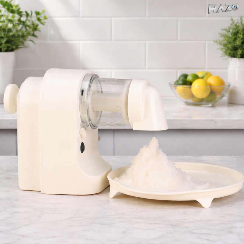 Zdrobitor gheata electric RAZO, Multifunctional pentru cocktailuri, bauturi reci, deserturi, racoritoare, Utilizare rapida, Alb