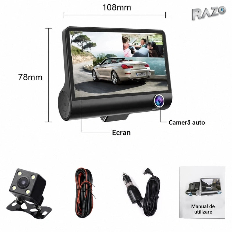 Cameră auto DVR Full HD 1080P cu două lentile - imagine produs 5