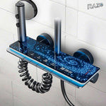 Sistem de duș termostatic din aluminiu, cu afișaj digital, panou Galaxy și cap dreptunghiular, gri - imagine produs 5