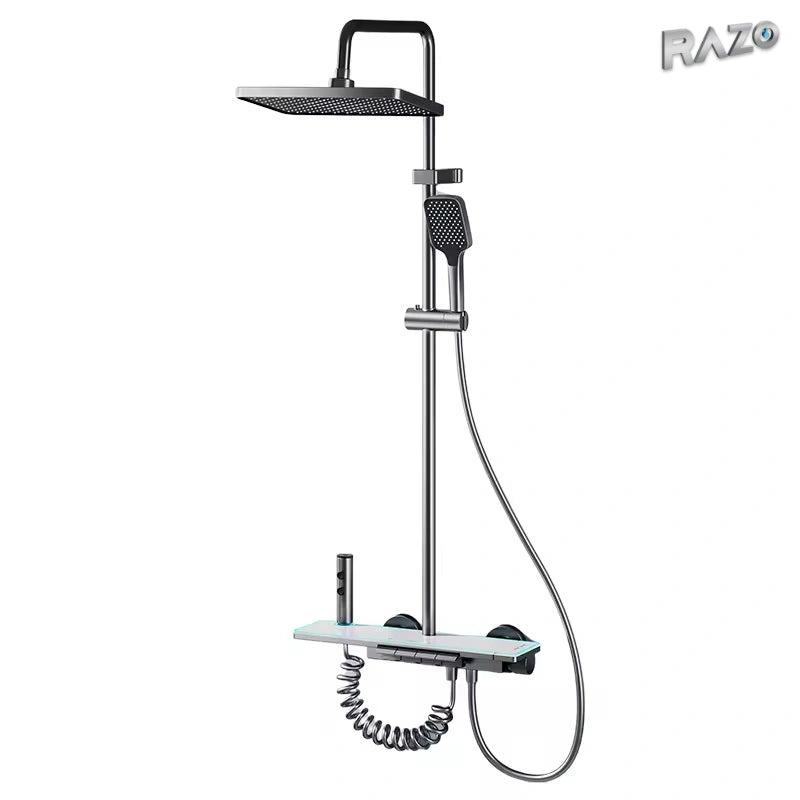Sistem de duș gri din alamă, cu montare pe perete, model YP-H055 - imagine produs 7