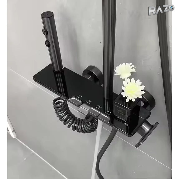Sistem de duș modern din alamă, cu montaj pe perete și cinci tipuri de jet - imagine produs 4