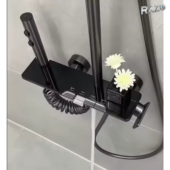 Sistem de duș modern din alamă, cu montaj pe perete și cinci tipuri de jet - imagine produs 6