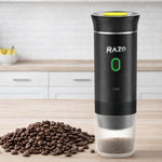 Espressor Portabil RAZO, 3 in 1, 20 Bari, Compatibil capsule Nespresso, Dolce Gusto, cafea macinata, Incalzire rapida 92°C, Baterie reincarcabila 7500 mAh, USB Type-C, Ideal pentru masina, camping, calatorii