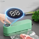 Kit compact RAZO de sigilare, Vidare, Afișaj digital LED, Alimentare USB 5V, Putere 10W, Sigilare automata pentru pungi reutilizabile, Conservare eficient carne, legume, fructe, Design portabil, Verde