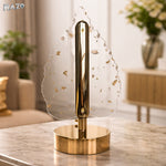 Lampa decorativa RAZO in forma de frunza, LED 3 culori, Touch dimabil, Reincarcabila USB, Baza aurie eleganta