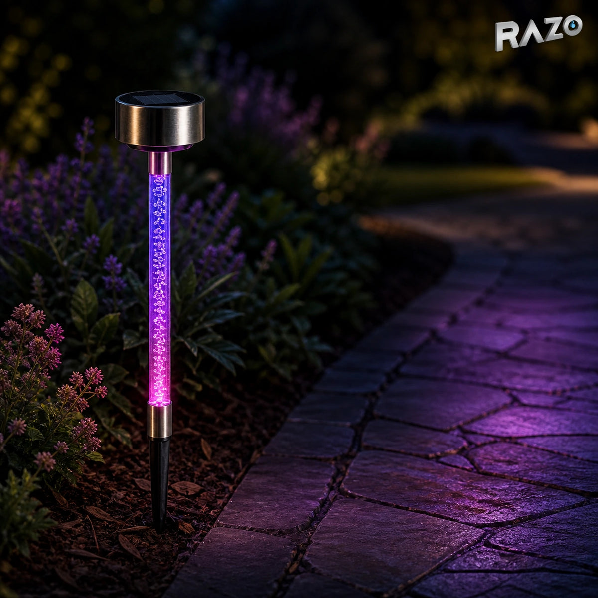 Set 11 lămpi solare LED multicolore pentru exterior, 35 cm - imagine produs 3