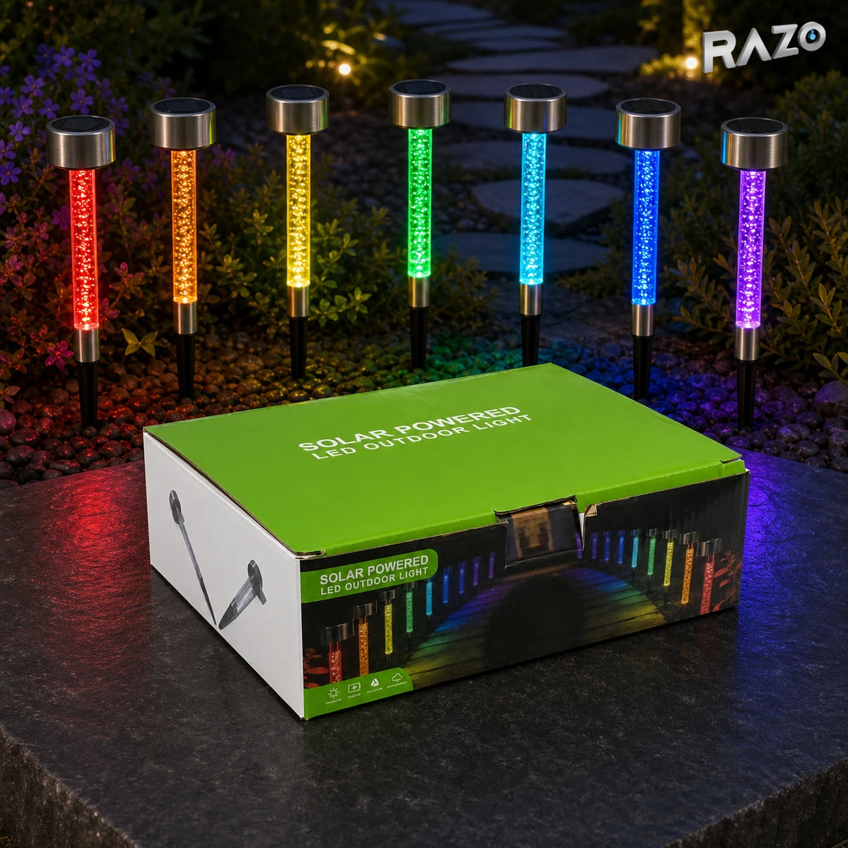 Set 11 lămpi solare LED multicolore pentru exterior, 35 cm - imagine produs 6