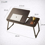 Masuta laptop pliabila RAZO, Suport ergonomic, Blat reglabil, 5 trepte, Picioare metalice rezistente, Suport mouse, cana, Ideala pentru lucru din pat, Maro