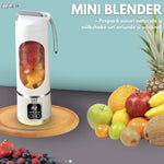 Mini blender electric RAZO, Portabil, Capacitate 450 ml, 10 lame din otel inoxidabil, Motor puternic 22000 rpm, Incarcare USB, Baterie 1300 mAh, Fara BPA, Ideal pentru smoothie, shake proteic, sucuri fresh, calatorii