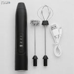 Mixer portabil RAZO, Acumulator, 3 viteze, 2 teluri, pentru frappe, cappuccino, oua, Incarcare USB, Design compact din inox, ABS, Ideal pentru acasa, birou, Negru