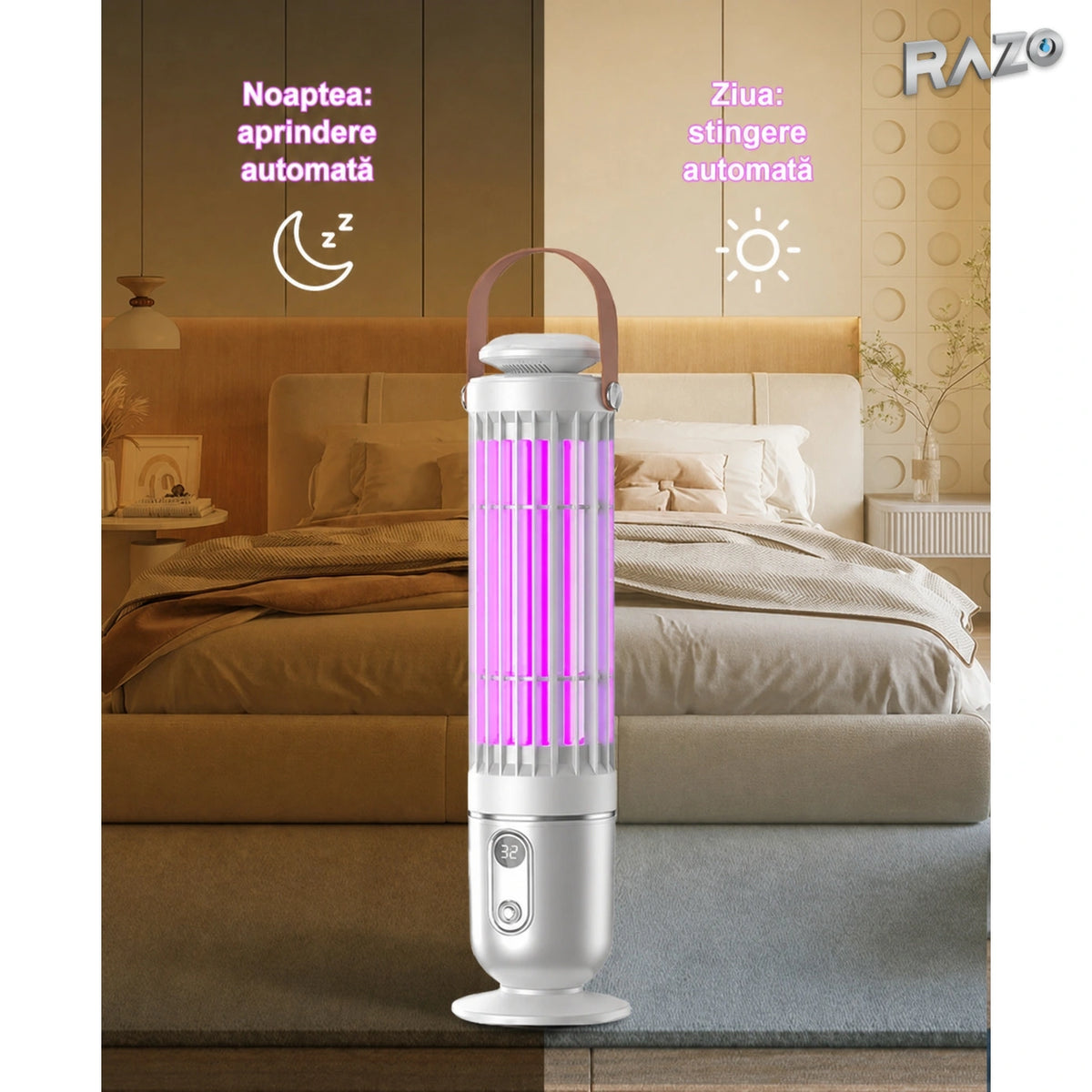 Lampă electrică anti-țânțari cu lumină UV și lumină de noapte - imagine produs 2