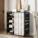 Organizator pantofi RAZO, 5 rafturi, Suport incaltaminte metalic, Husa antipraf, Capacitate 15–20 perechi, Design compact pentru hol, dressing, 58x26x78 cm, Negru