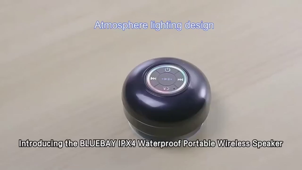 Boxă portabilă Bluetooth 5.3, 5–10 W, LED RGB, ventuză, card microSD și protecție IPX4
