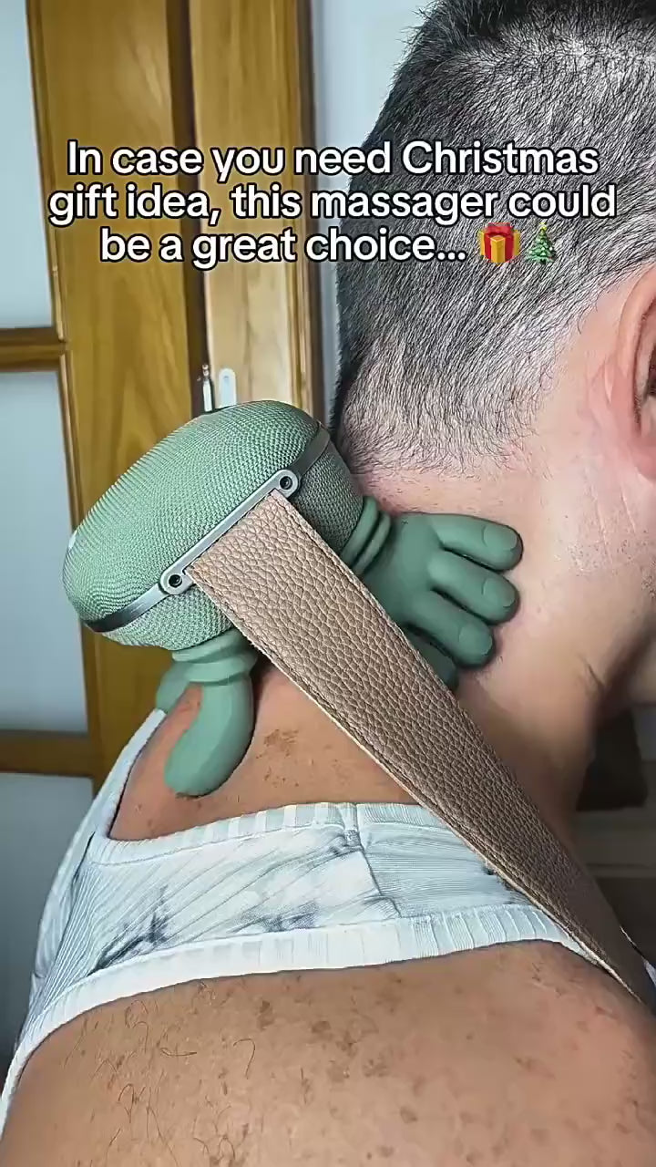 Aparat de masaj pentru gât și umeri, frământare, încălzire, acumulator 2000 mAh, verde