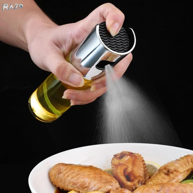 Pulverizator ulei RAZO, Otel inoxidabil, Sticla, Pulverizare fina, Dozare precisa, Fara BPA, Reutilizabil, Ideal pentru ulei de masline, Otet, Air Fryer, Salate, Design ergonomic