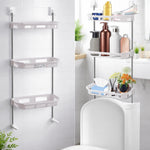 Raft de baie multifunctional pentru perete RAZO, Impermeabil, Montaj deasupra toaletei, Suport prosoape, 88x30 cm, Alb