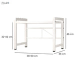 Raft de bucatarie extensibil RAZO, Pentru cuptor cu microunde, Metal durabil, Lungime, Inaltime reglabile, Alb