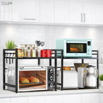 Raft de bucatarie extensibil RAZO, Pentru cuptor cu microunde, Metal durabil, Lungime, Inaltime reglabile, Negru