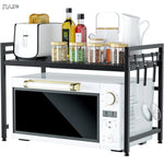 Raft de bucatarie extensibil RAZO, Pentru cuptor cu microunde, Metal durabil, Lungime, Inaltime reglabile, Negru
