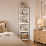Raft decorativ de colt RAZO, 5 niveluri, 120x33x23cm, Alb