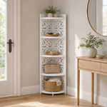 Raft decorativ de colt RAZO, 5 niveluri, 120x33x23cm, Alb