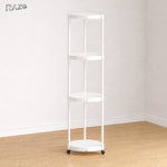 Raft flori rotund RAZO, 4 niveluri, Design minimalist, Tavite colectare apa, 3 roti, Etajera verticala pentru interior, balcon, 132x31 cm, Alb