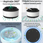 Scrumiera electrica RAZO, Aspiratie directa, Absorbtie automata a fumului, Neutralizare mirosuri, Design compact, Alb