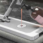 Set mop plat RAZO cu galeata pliabila, 8L, Roti, Sistem stoarcere eficient, 4 lavete microfibra reutilizabile incluse, Design compact