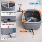 Set mop profesional RAZO 360°, Galeata dubla, Sistem centrifug inovator, Separare eficienta apa curata/murdara, 4 capete microfibra, Stoarcere automata fara efort, Design compact, Durabil