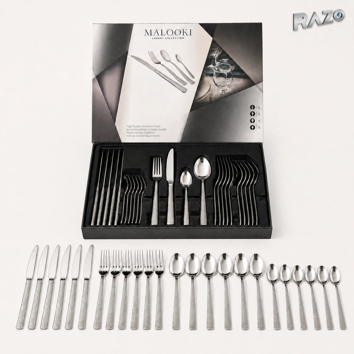 Set de tacâmuri din inox 18/10 periat, 24 de piese - imagine produs 5