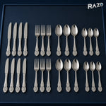 Set de tacâmuri din inox, 24 de piese, finisaj argintiu ornamentat - imagine produs 1