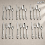 Set de tacâmuri din inox, 24 de piese, finisaj argintiu ornamentat - imagine produs 2