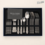 Set de tacâmuri din inox, 24 de piese, finisaj argintiu ornamentat - imagine produs 3