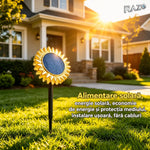 Lampă solară LED floarea-soarelui 2 în 1, IP65, pentru perete și sol, lumină galbenă