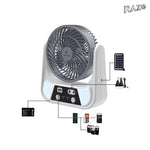 Ventilator solar reîncărcabil de 6 inch cu iluminare LED și ieșire USB - imagine produs 2