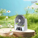 Ventilator solar reîncărcabil de 6 inch cu iluminare LED și ieșire USB - imagine produs 3