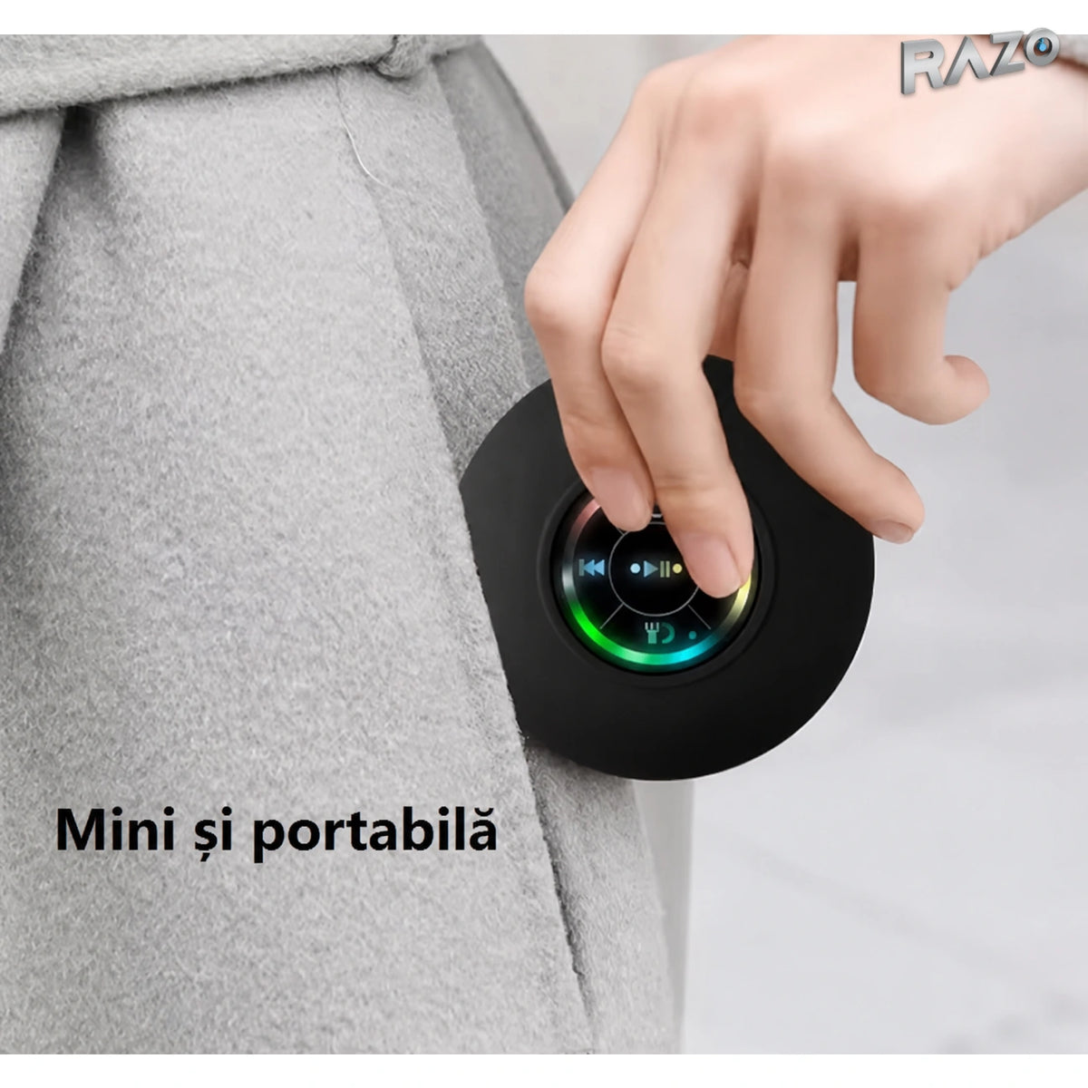 Boxă wireless portabilă BTS07 cu ventuză și LED RGB - imagine produs 6